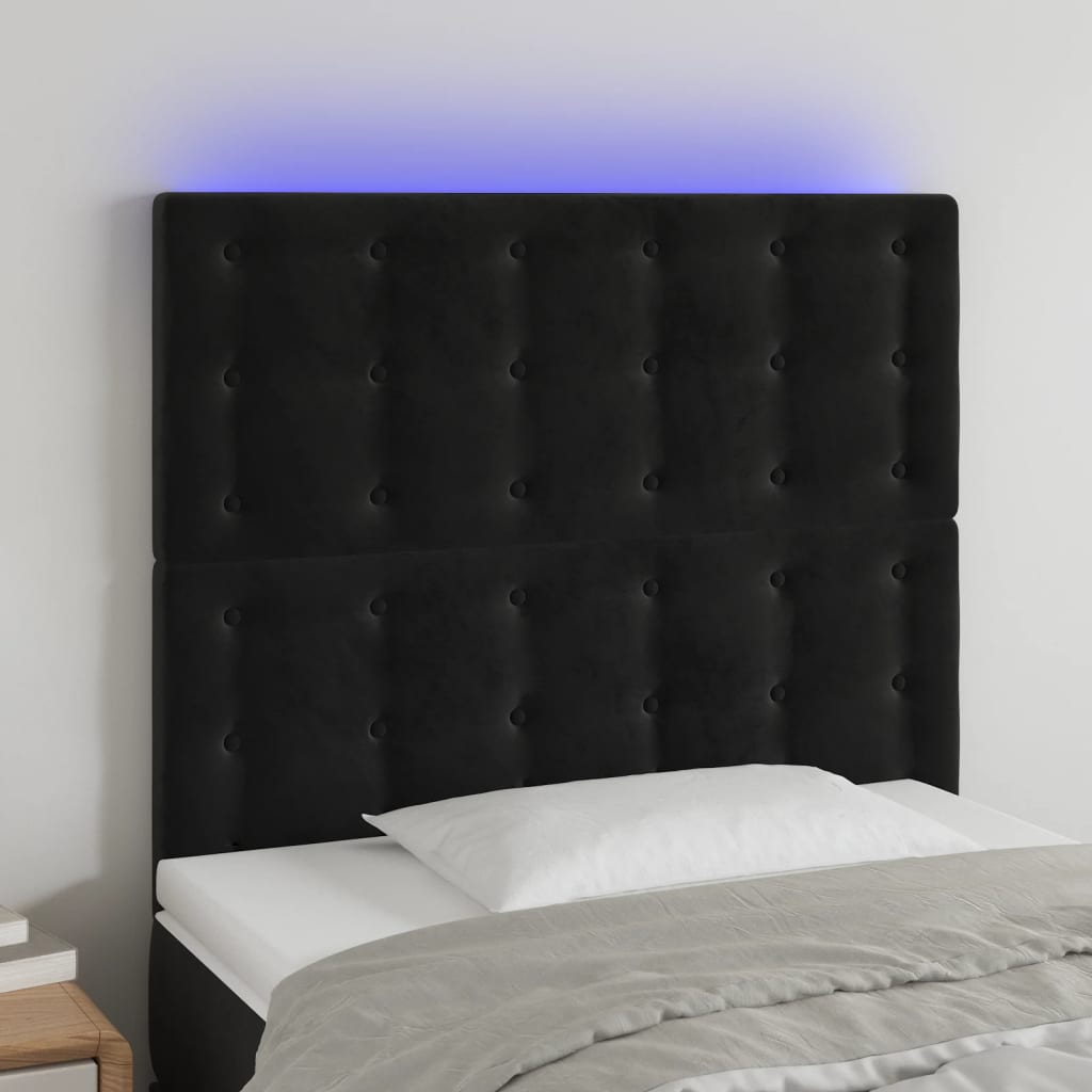 Tête de lit à LED Noir 80x5x118/128 cm Velours