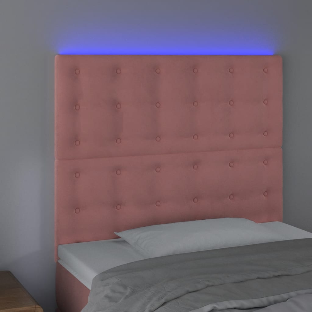 Tête de lit à LED Rose 90x5x118/128 cm Velours