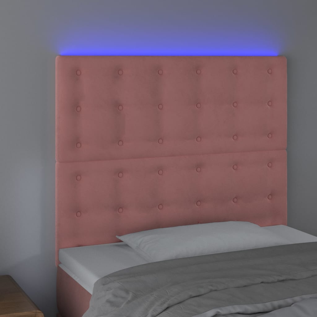 Tête de lit à LED Rose 100x5x118/128 cm Velours