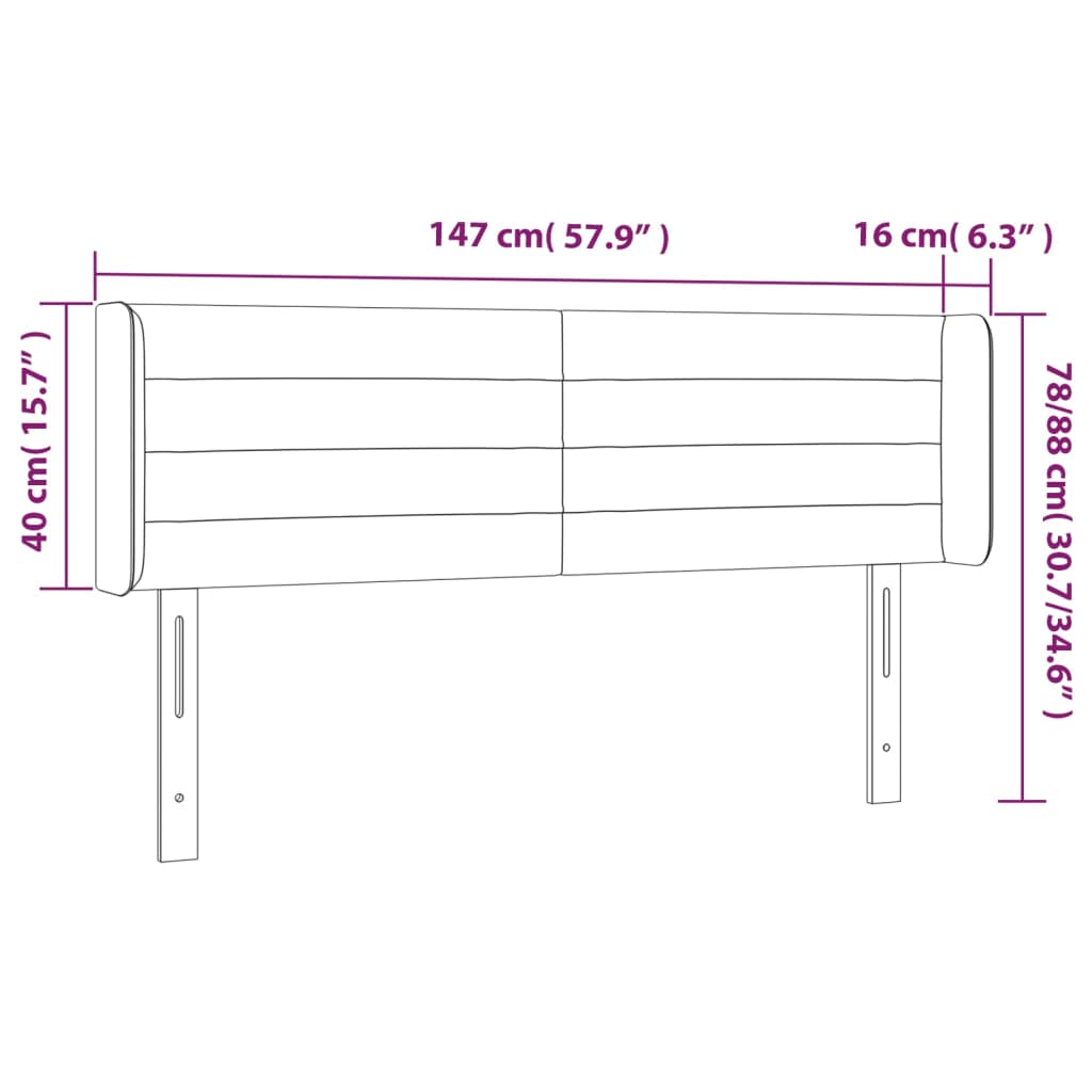 Tête de lit à LED Taupe 147x16x78/88 cm Tissu