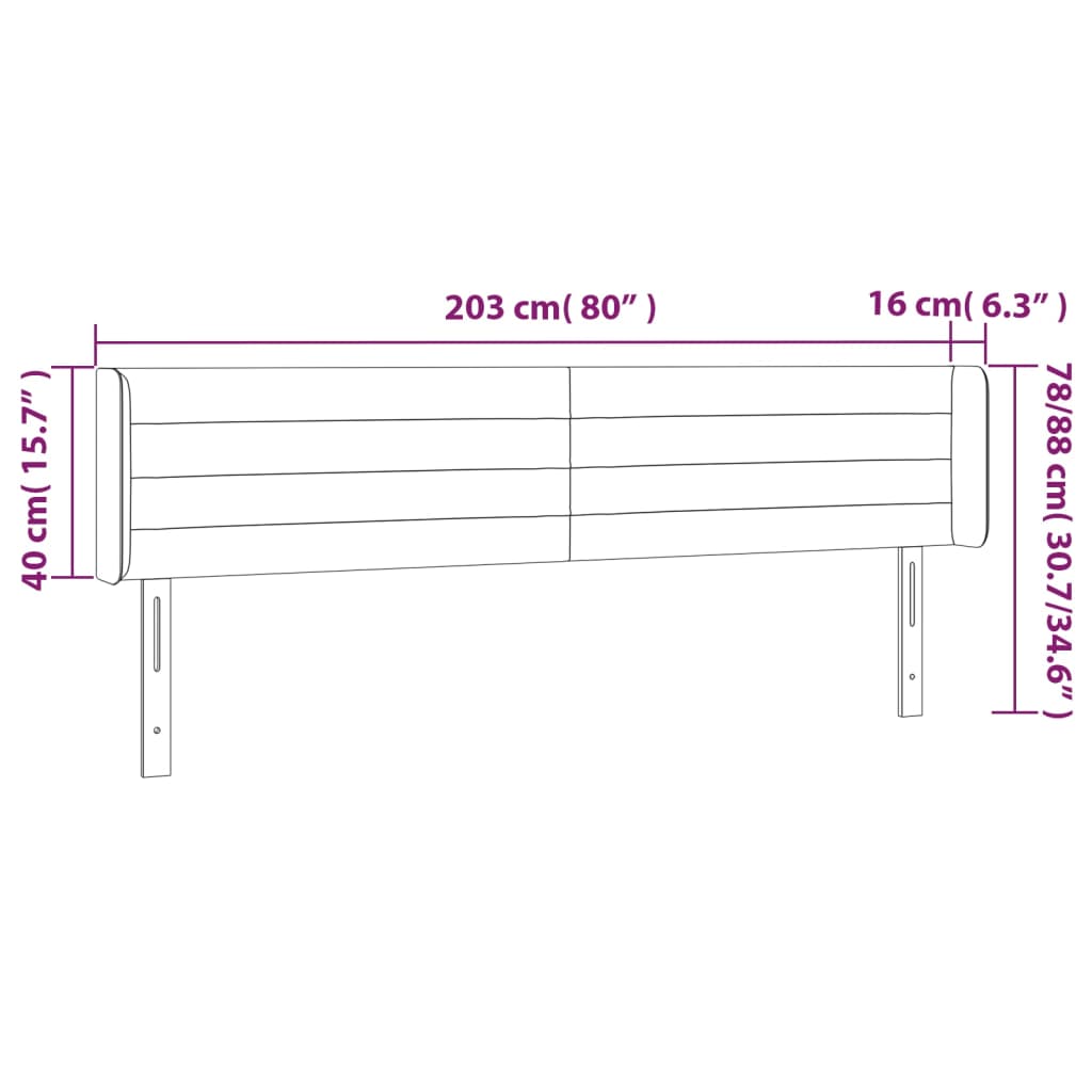 Tête de lit à LED Vert foncé 203x16x78/88 cm Velours