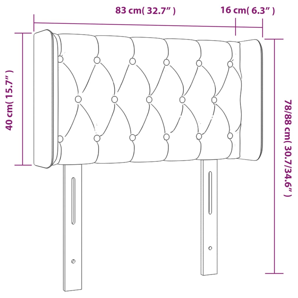 Tête de lit à LED Taupe 83x16x78/88 cm Tissu