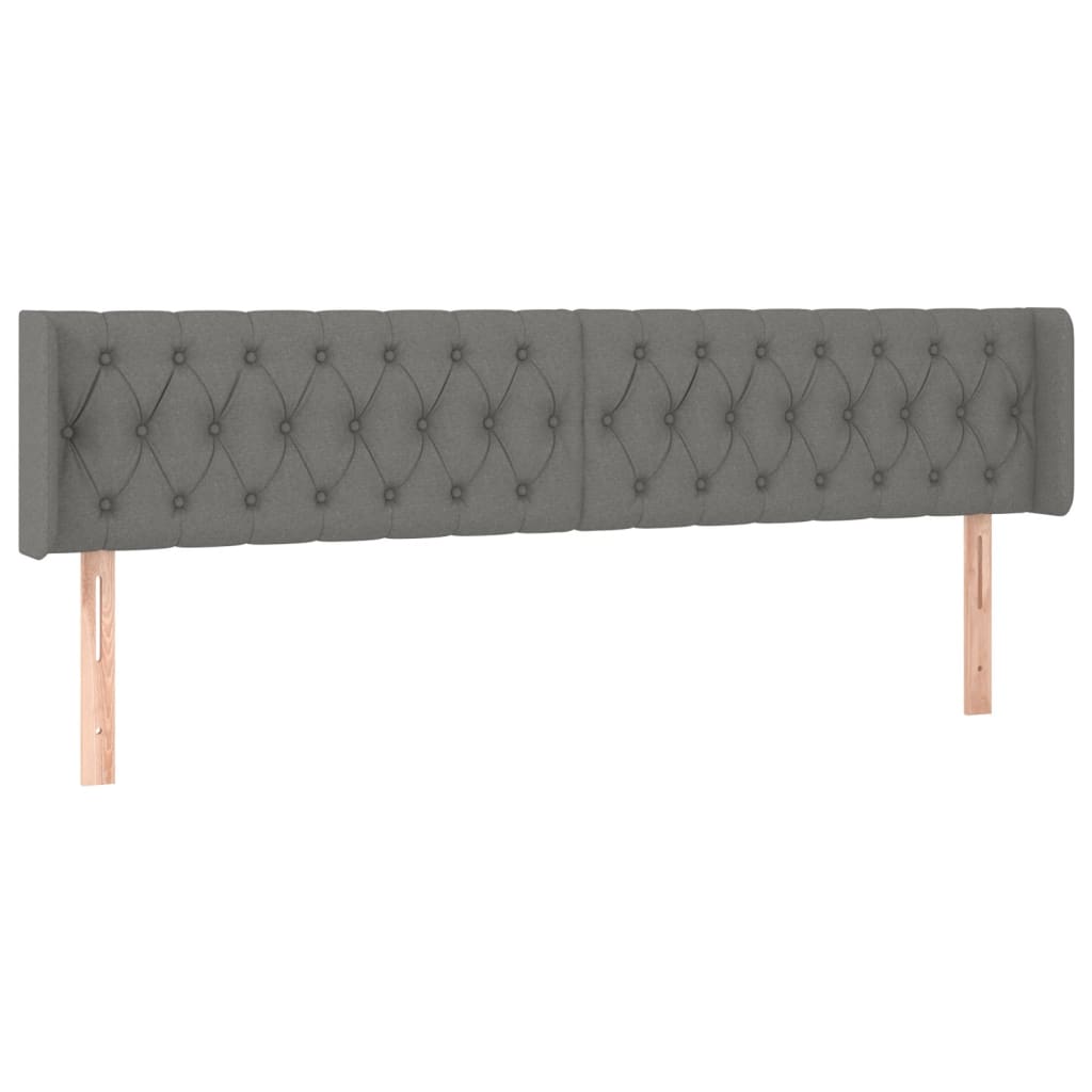 Tête de lit à LED Gris foncé 203x16x78/88 cm Tissu