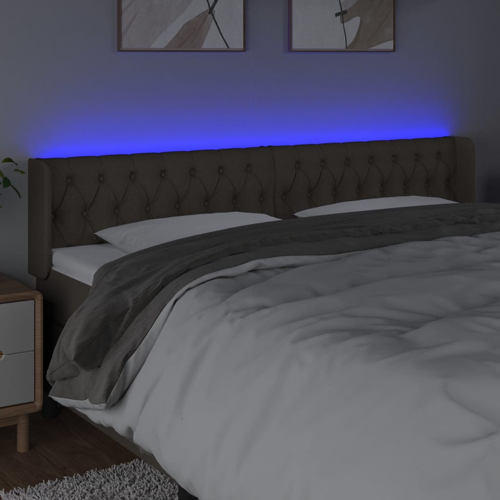 Tête de lit à LED Taupe 203x16x78/88 cm Tissu