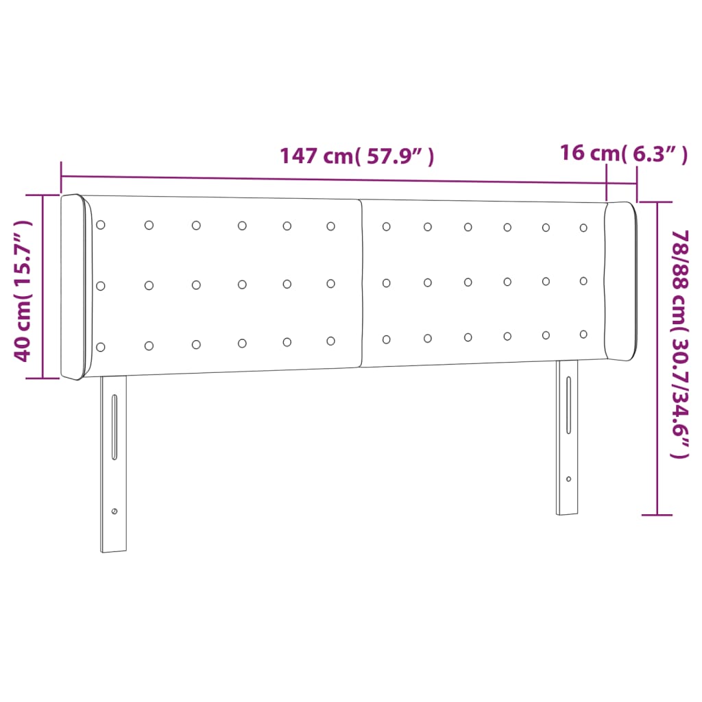 Tête de lit à LED Taupe 147x16x78/88 cm Tissu