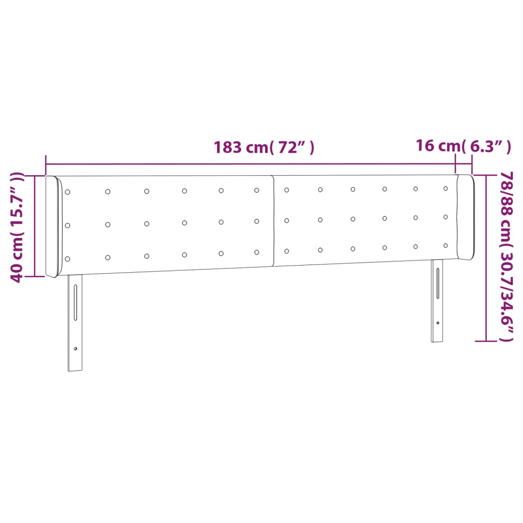 Tête de lit à LED Vert foncé 183x16x78/88 cm Velours