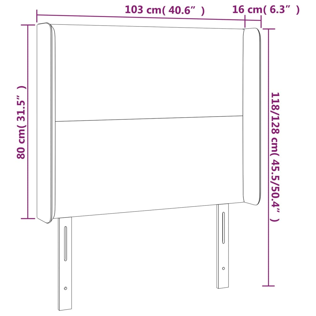 Tête de lit à LED Marron foncé 103x16x118/128 cm Tissu