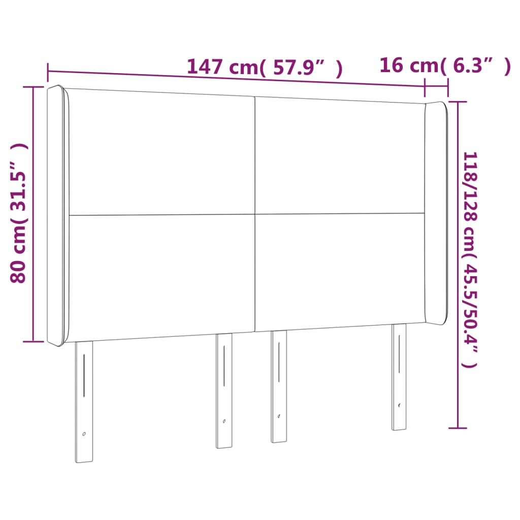 Tête de lit à LED Taupe 147x16x118/128 cm Tissu