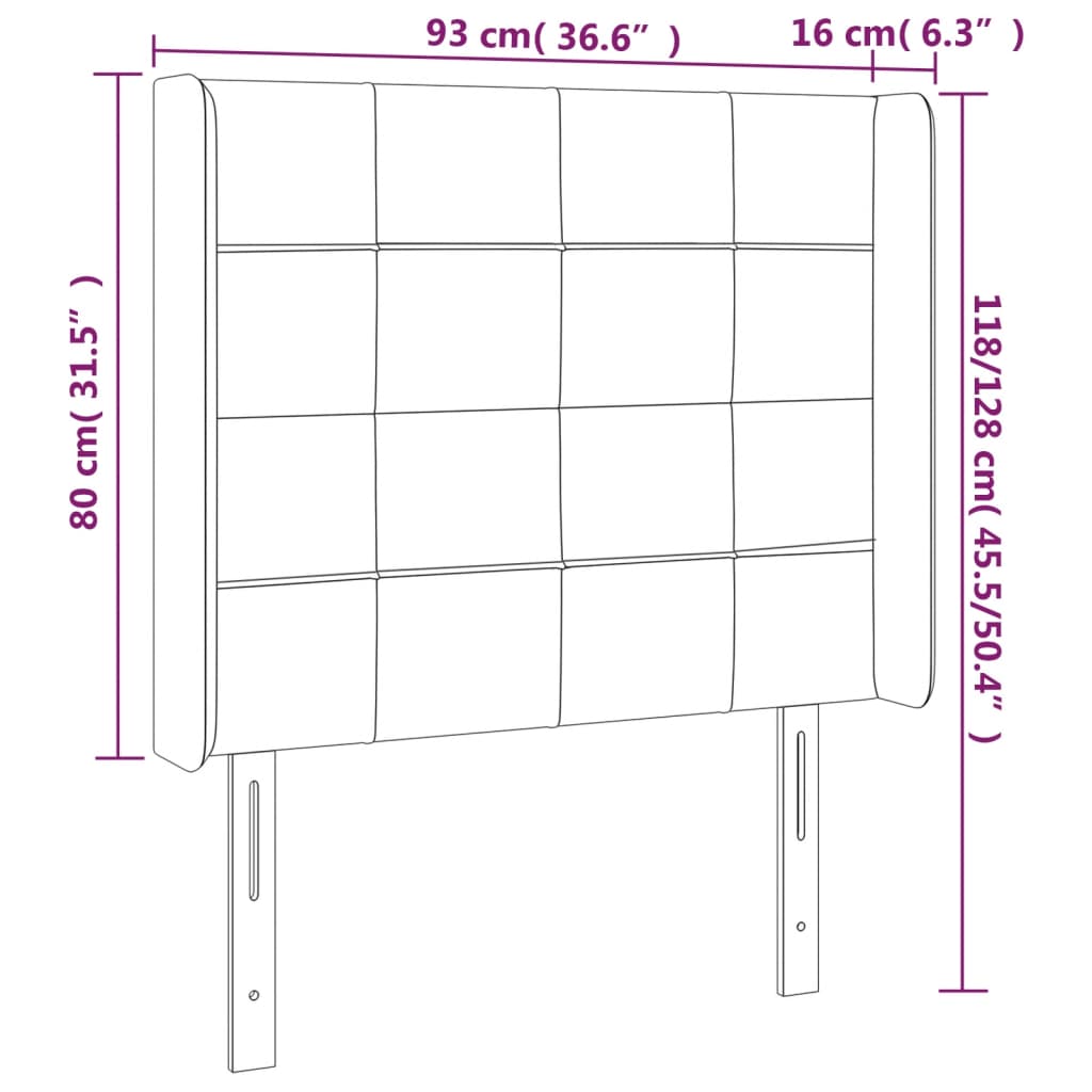 Tête de lit à LED Gris foncé 93x16x118/128 cm Tissu