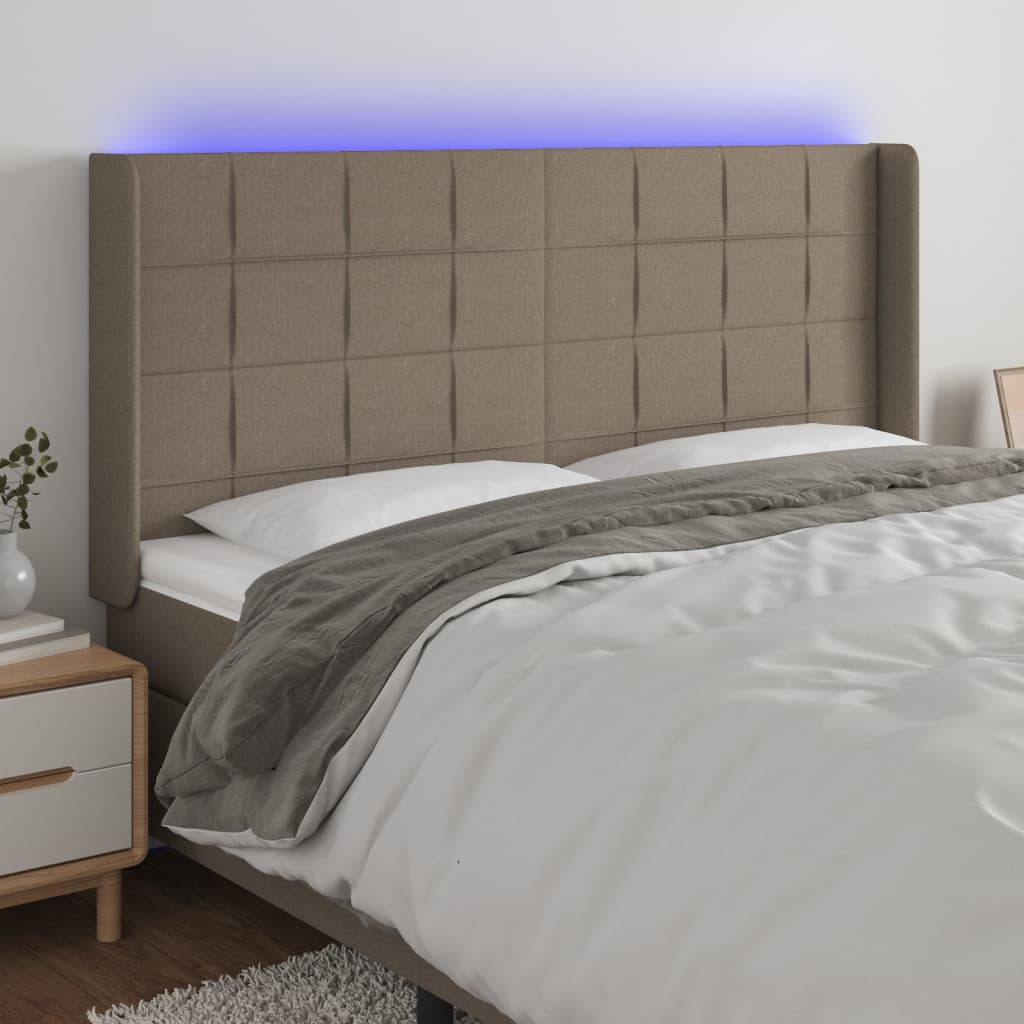 Tête de lit à LED Taupe 203x16x118/128 cm Tissu