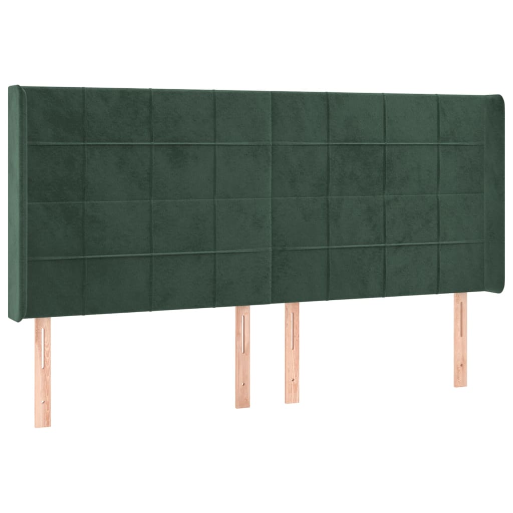 Tête de lit à LED Vert foncé 163x16x118/128 cm Velours