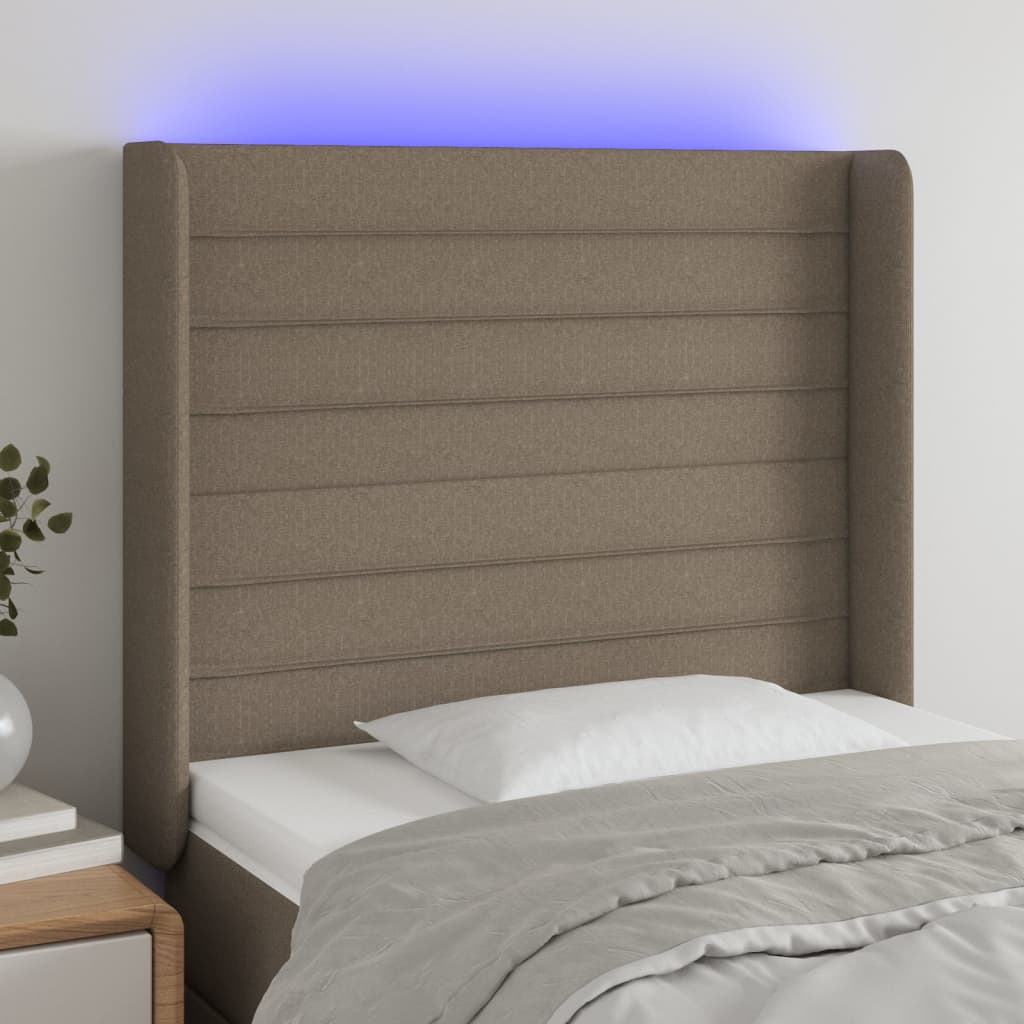 Tête de lit à LED Taupe 83x16x118/128 cm Tissu