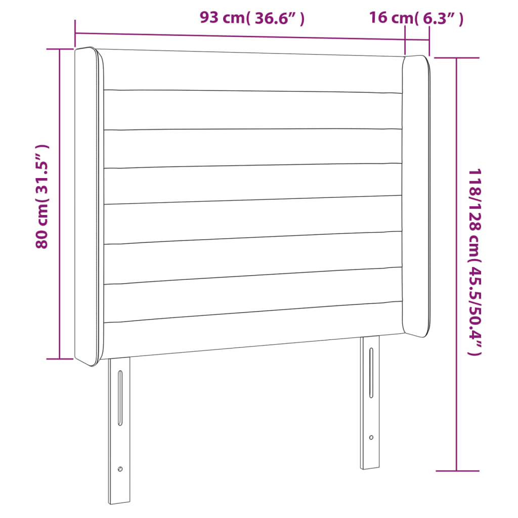 Tête de lit à LED Taupe 93x16x118/128 cm Tissu