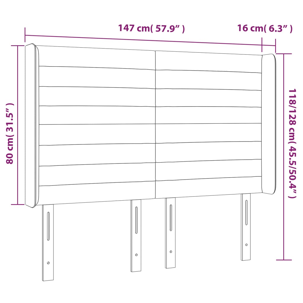 Tête de lit à LED Taupe 147x16x118/128 cm Tissu