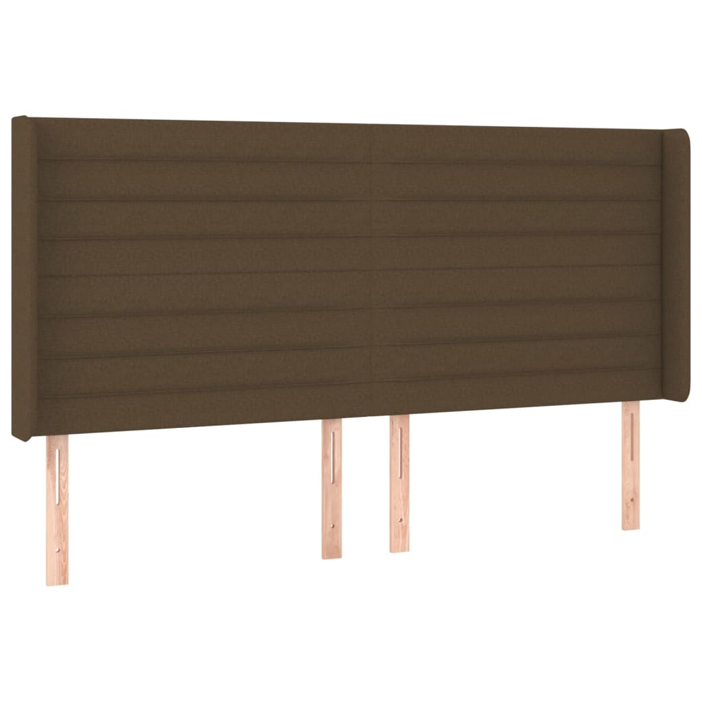 Tête de lit à LED Marron foncé 163x16x118/128 cm Tissu