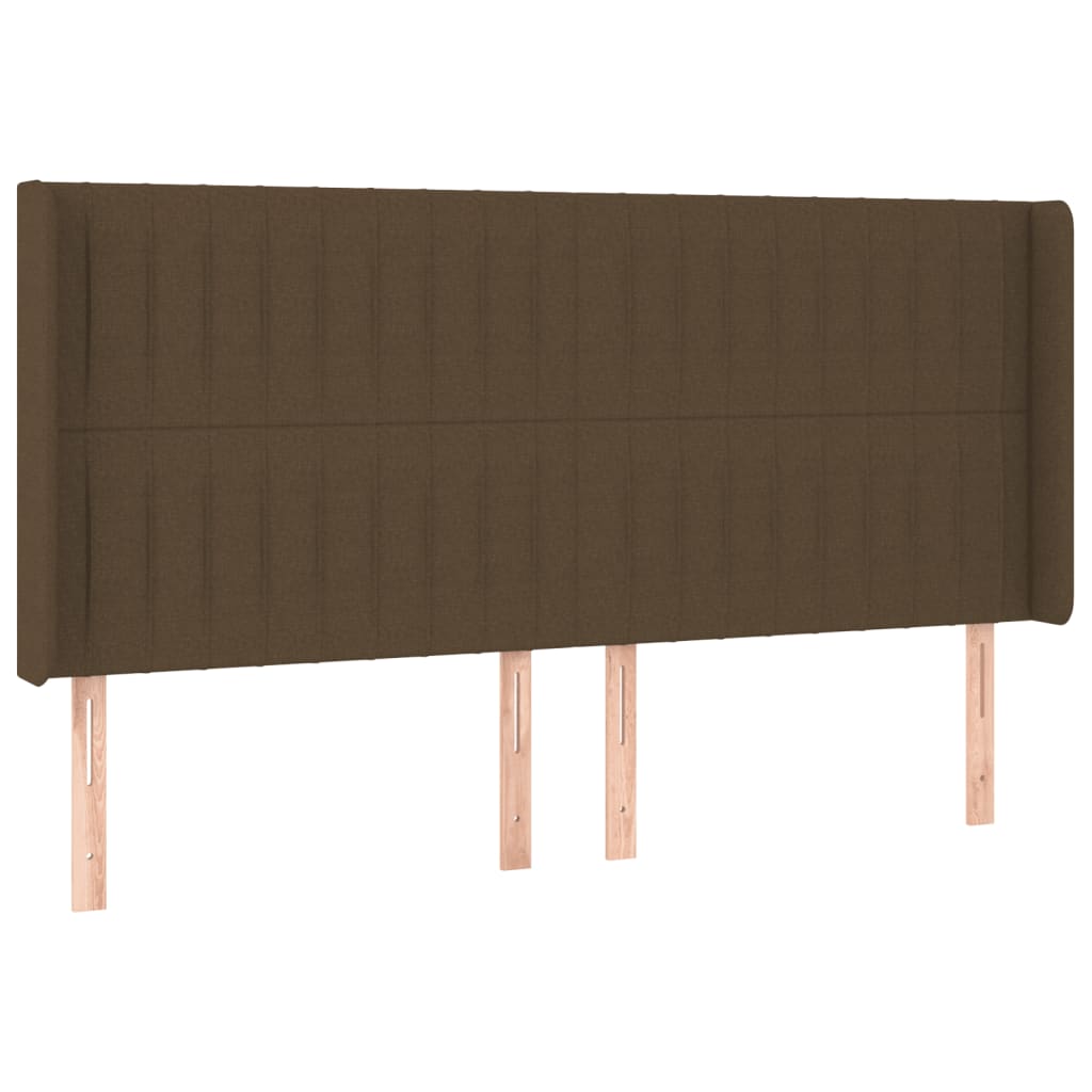 Tête de lit à LED Marron foncé 163x16x118/128 cm Tissu