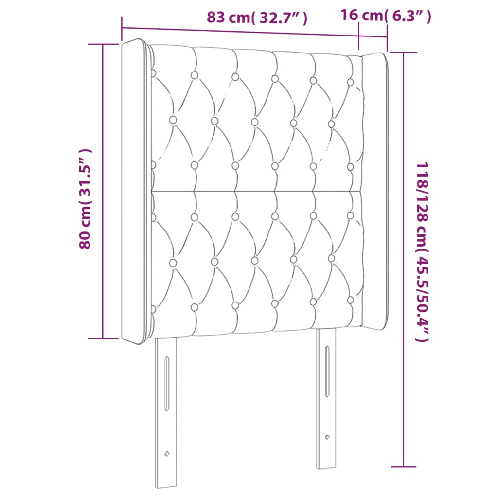 Tête de lit à LED Marron foncé 83x16x118/128 cm Tissu