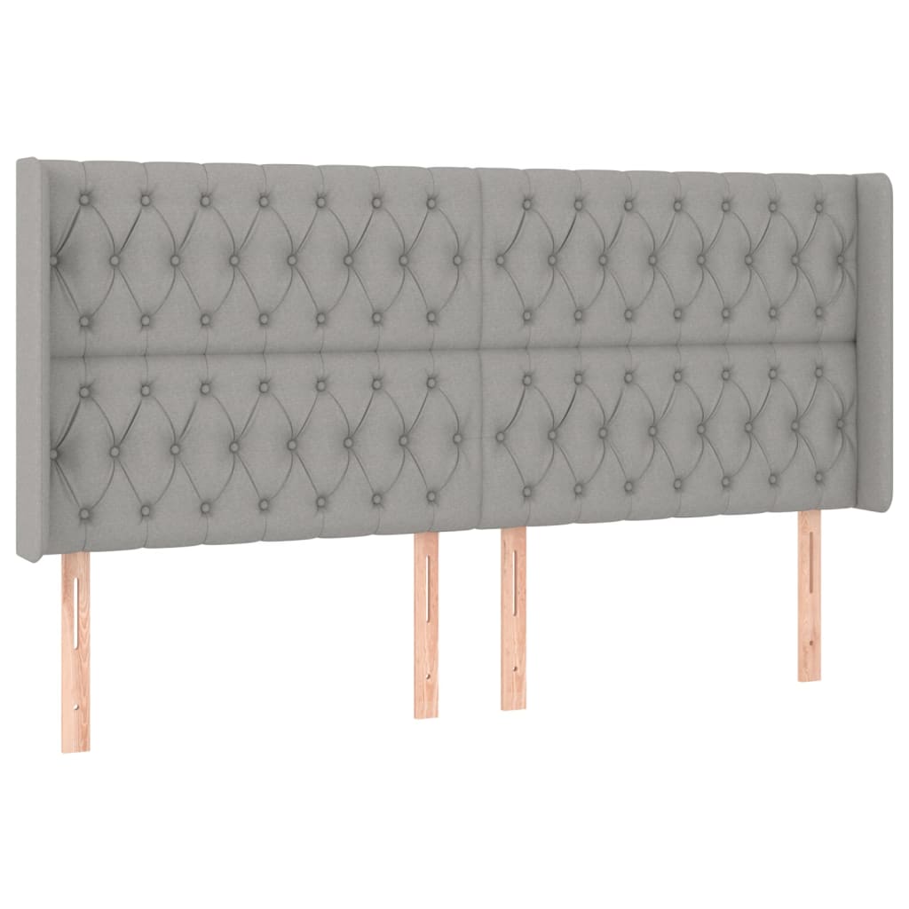 Tête de lit à LED Gris clair 203x16x118/128 cm Tissu