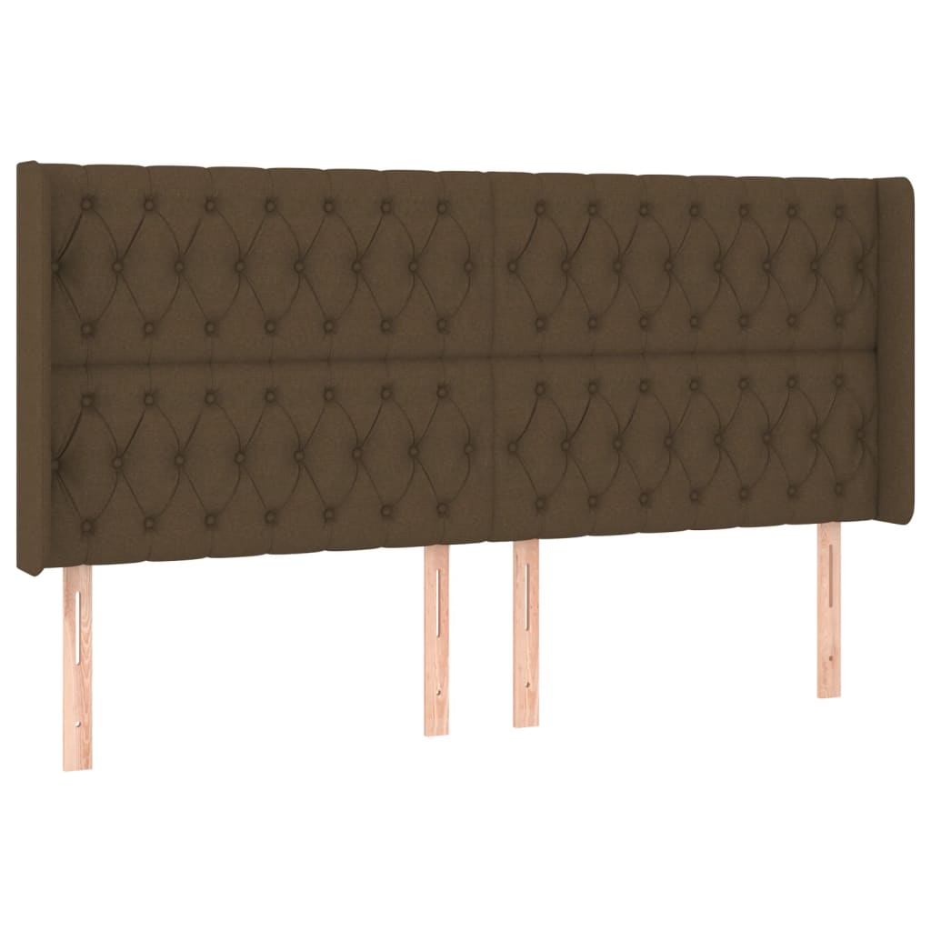 Tête de lit à LED Marron foncé 203x16x118/128 cm Tissu