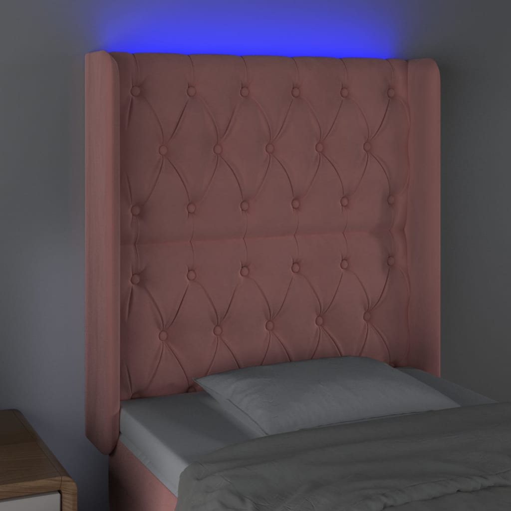 Tête de lit à LED Rose 83x16x118/128 cm Velours