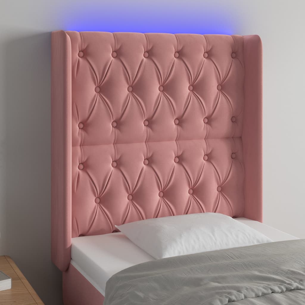 Tête de lit à LED Rose 83x16x118/128 cm Velours