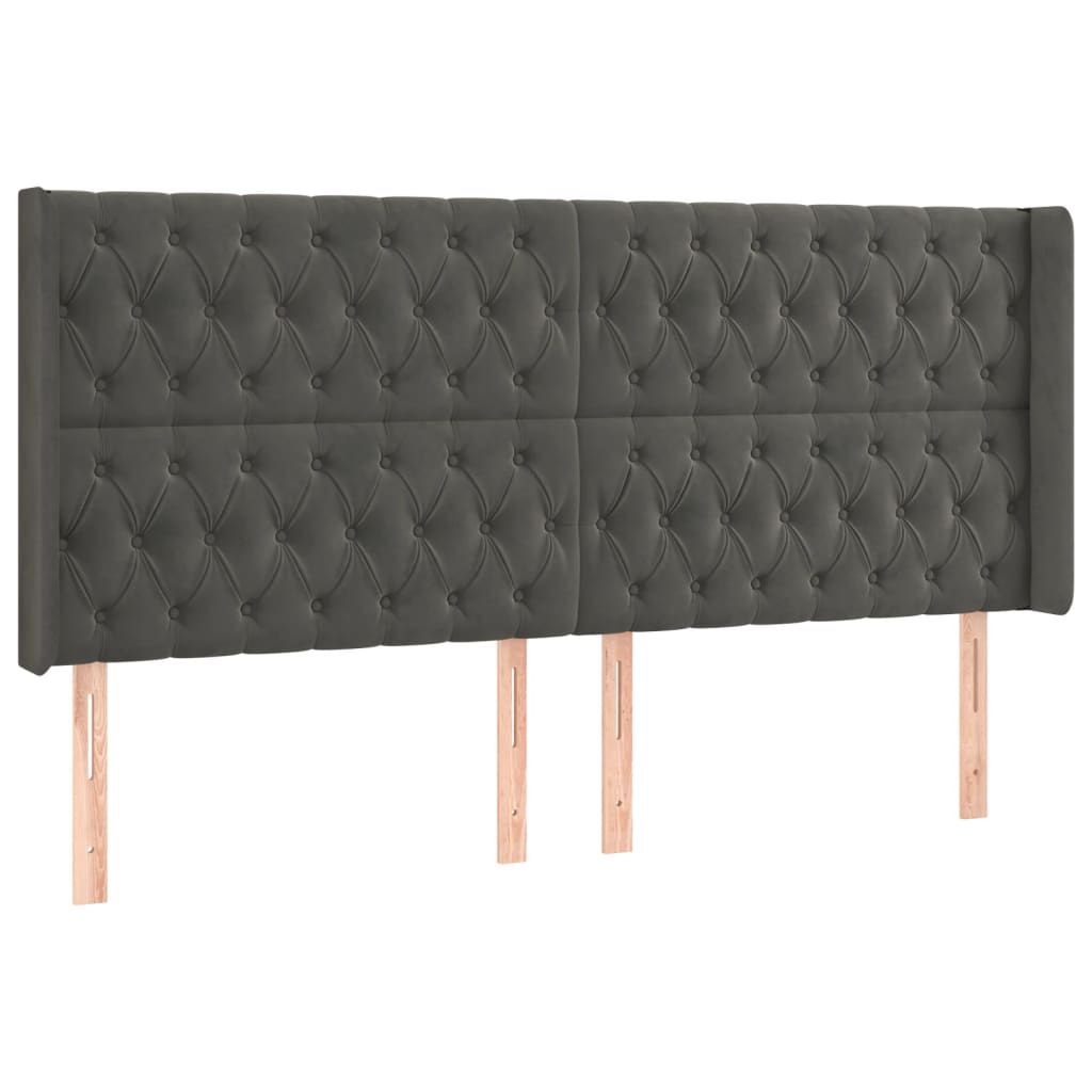 Tête de lit à LED Gris foncé 203x16x118/128 cm Velours