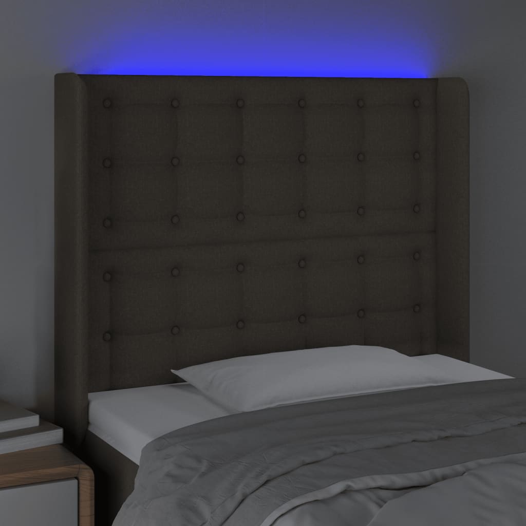 Tête de lit à LED Taupe 83x16x118/128 cm Tissu