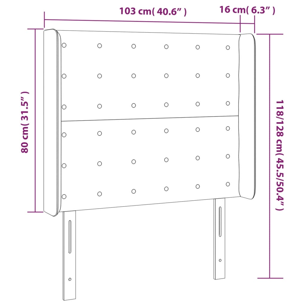 Tête de lit à LED Marron foncé 103x16x118/128 cm Tissu