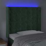 Tête de lit à LED Vert foncé 93x16x118/128 cm Velours