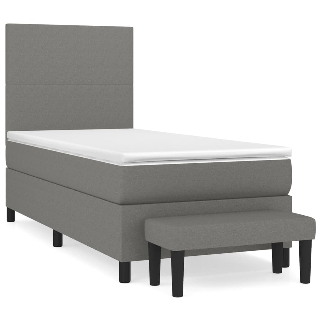 Sommier à lattes de lit avec matelas Gris foncé 80x200 cm Tissu