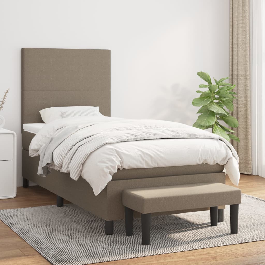 Sommier à lattes de lit avec matelas Taupe 90x200 cm Tissu