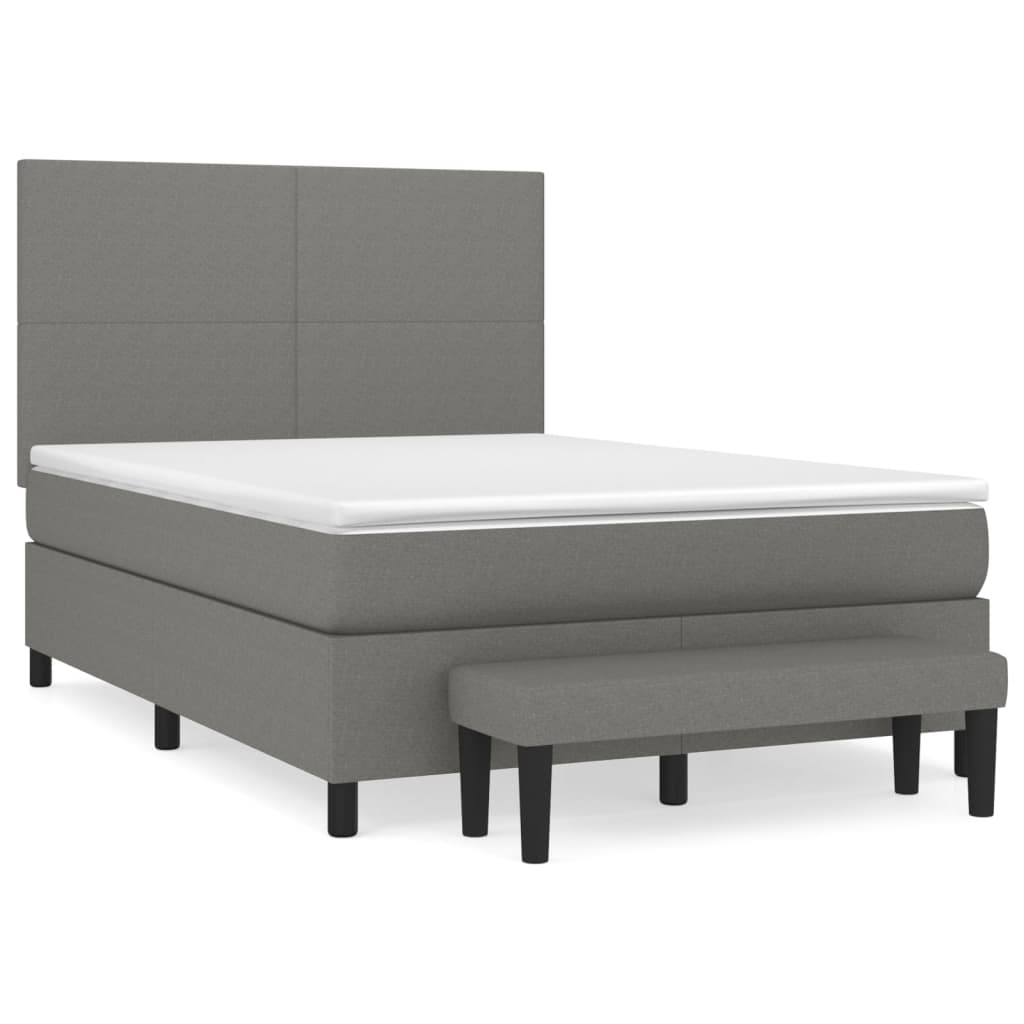 Sommier à lattes de lit avec matelas Gris foncé 140x200cm Tissu