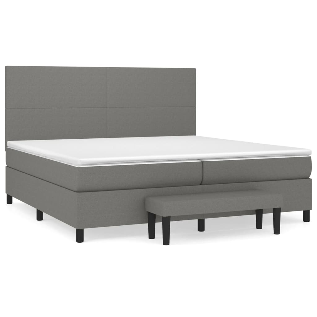 Sommier à lattes de lit avec matelas Gris foncé 200x200cm Tissu