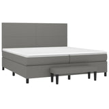 Sommier à lattes de lit avec matelas Gris foncé 200x200cm Tissu