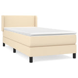 Sommier à lattes de lit avec matelas Crème 90x200 cm Tissu