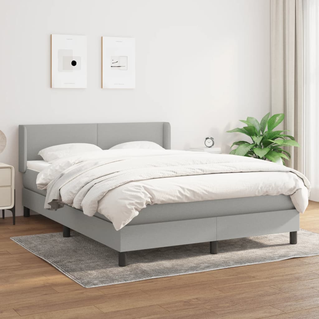 Sommier à lattes de lit avec matelas Gris clair 140x190cm Tissu