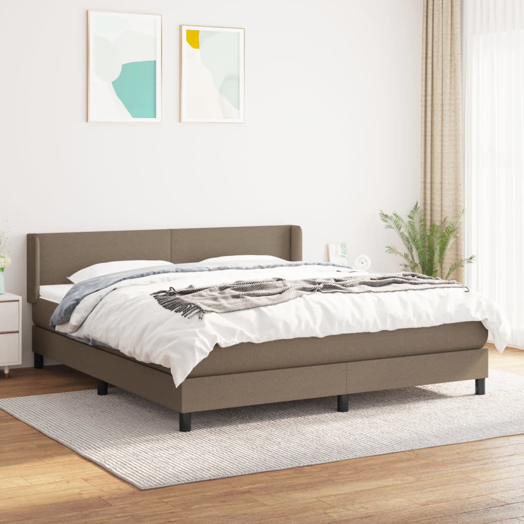 Sommier à lattes de lit avec matelas Taupe 160x200 cm Tissu