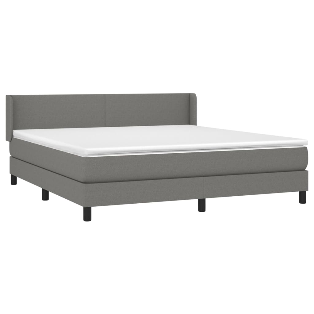 Sommier à lattes de lit avec matelas Gris foncé 180x200cm Tissu