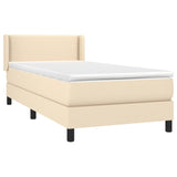 Sommier à lattes de lit avec matelas Crème 90x200 cm Tissu