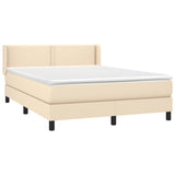 Sommier à lattes de lit avec matelas Crème 140x190 cm Tissu