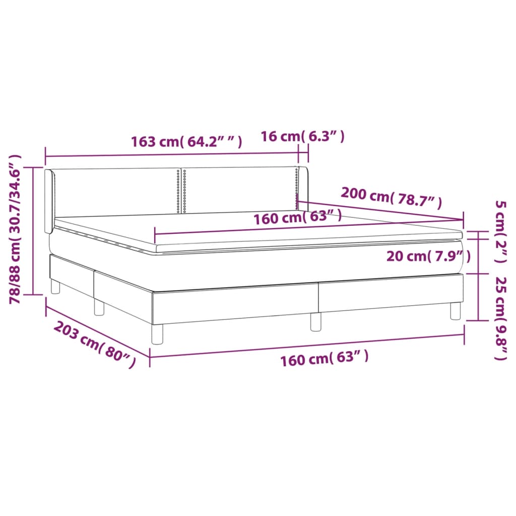 Sommier à lattes de lit avec matelas Crème 160x200 cm Tissu