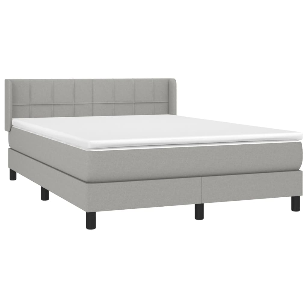 Sommier à lattes de lit avec matelas Gris clair 140x190cm Tissu