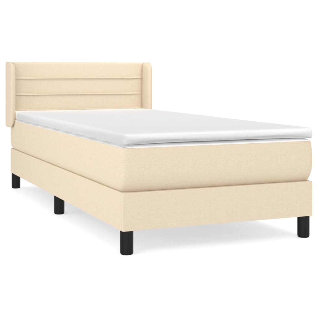 Sommier à lattes de lit avec matelas Crème 90x200 cm Tissu