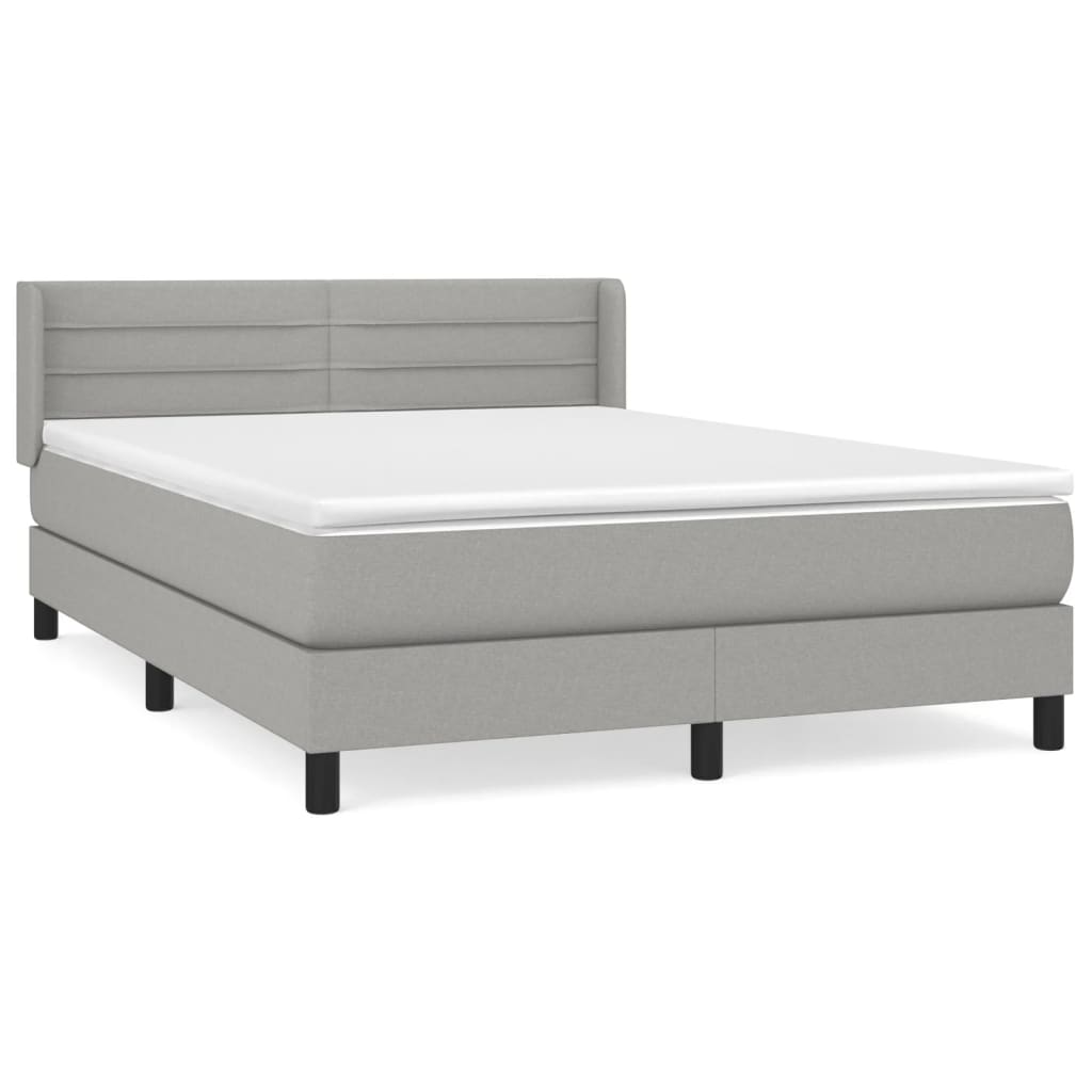 Sommier à lattes de lit avec matelas Gris clair 140x190cm Tissu