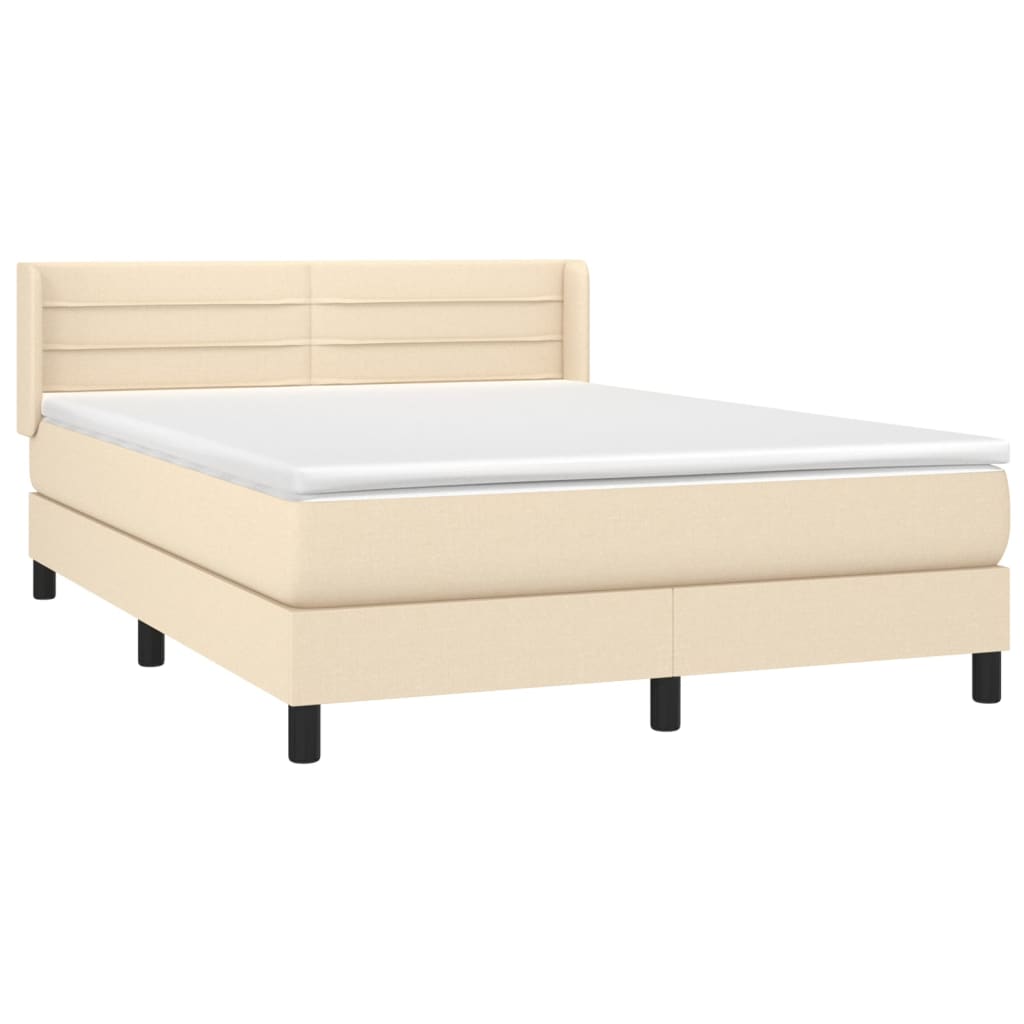 Sommier à lattes de lit avec matelas Crème 140x190 cm Tissu