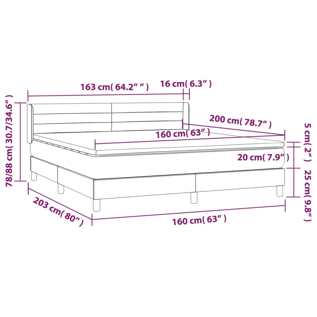 Sommier à lattes de lit avec matelas Taupe 160x200 cm Tissu