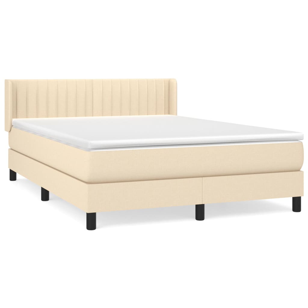 Sommier à lattes de lit avec matelas Crème 140x190 cm Tissu