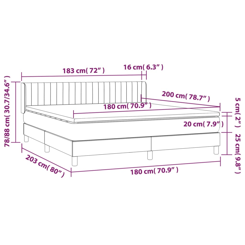 Sommier à lattes de lit avec matelas Crème 180x200 cm Tissu