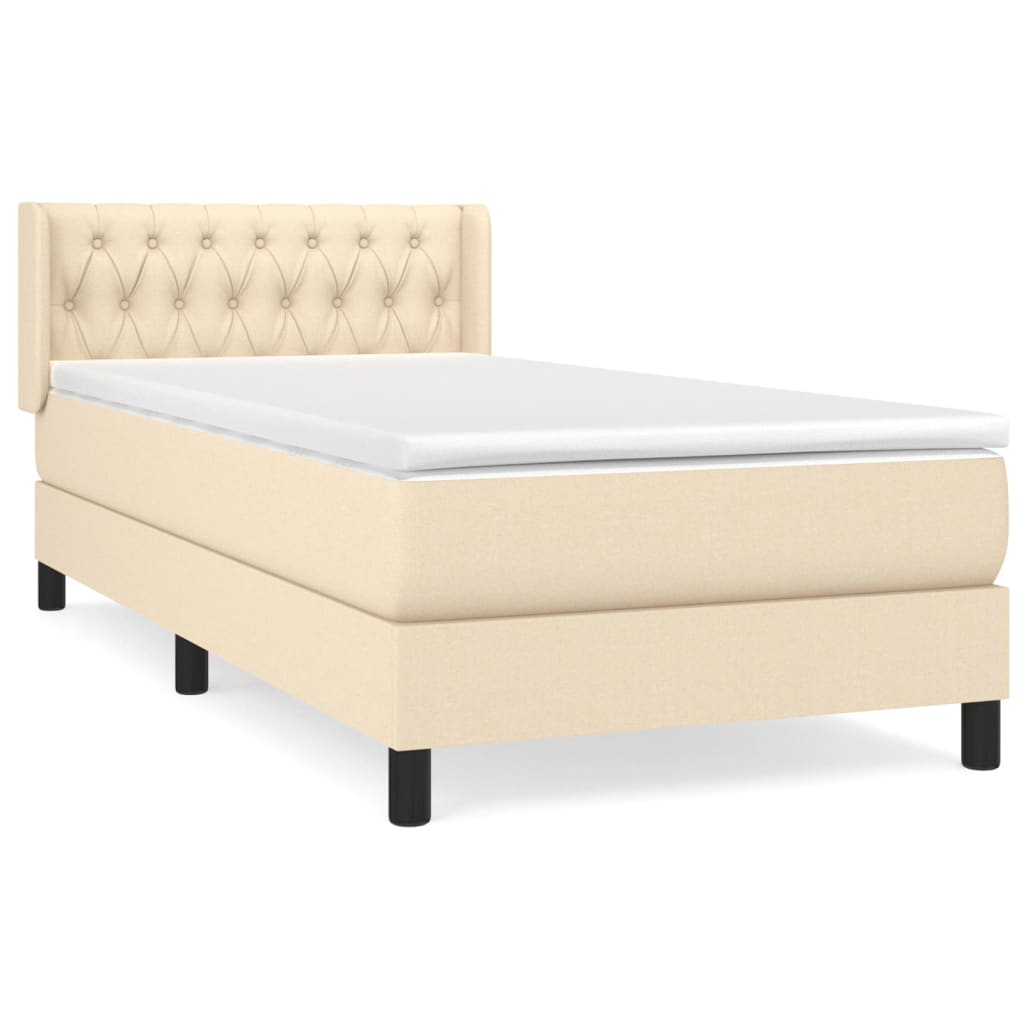 Sommier à lattes de lit avec matelas Crème 90x200 cm Tissu