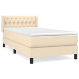 Sommier à lattes de lit avec matelas Crème 90x200 cm Tissu